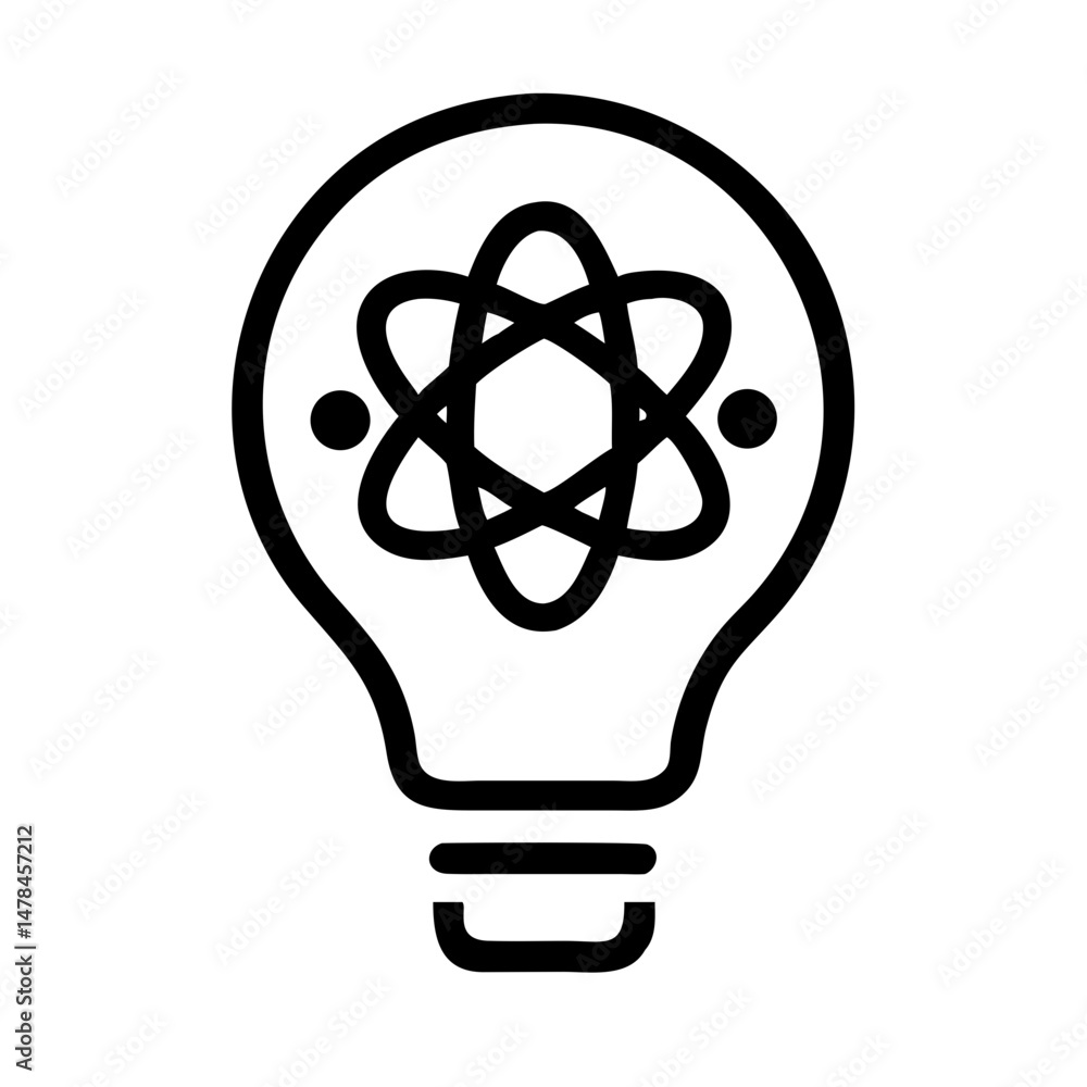 Aufkleber lightbulb with atom silhouette on transparent background for web and graphic design
