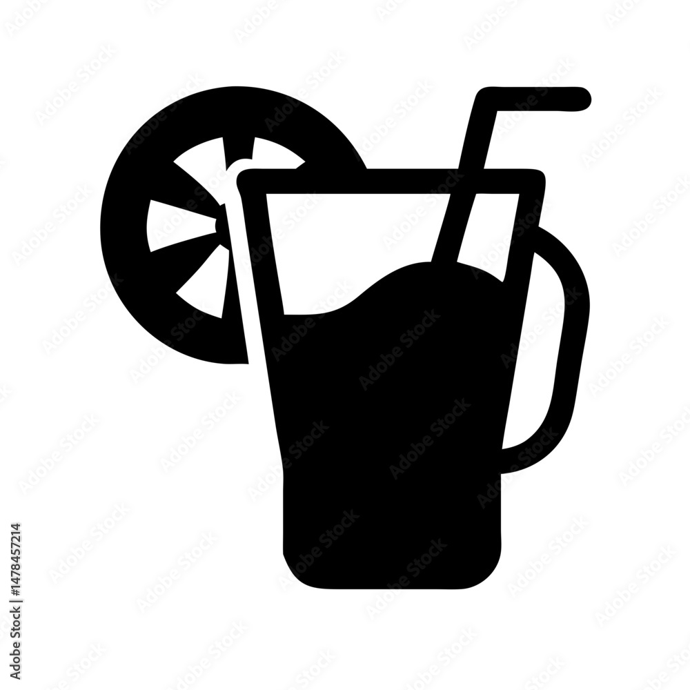 Poster lemonade silhouette on transparent background for web and graphic design