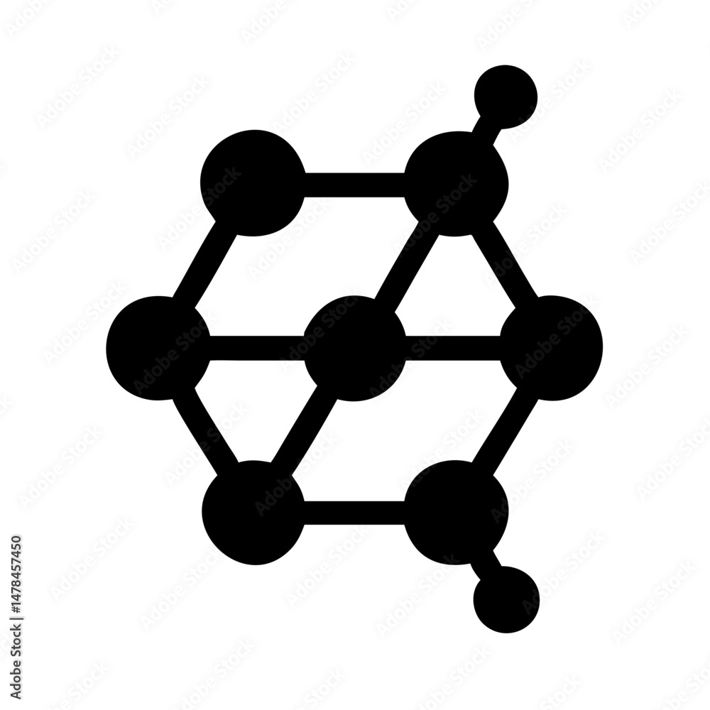 Poster molecule structure silhouette on transparent background for web and graphic design