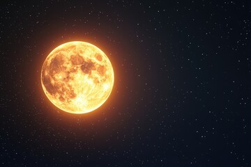 Obraz premium Fiery moon in a starlit sky