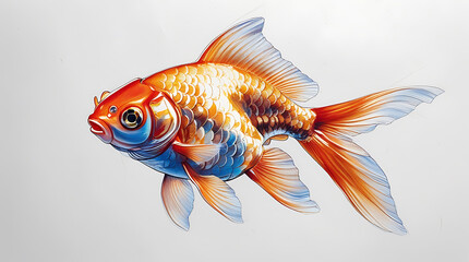A beautifully detailed illustration of a vibrant goldfish swimming gracefully.