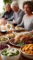 Naklejka premium Thanksgiving dinner with family. 