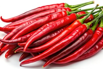 Long Red Chili Peppers on White Background -  Spicy Red Pepper Photography, High-Resolution Stock Image