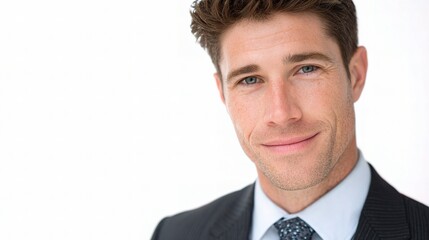 Young Executive in Blue Tie Smiling Confidently Portrait Image