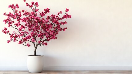 Elegant pink blossoms in a simple white pot.