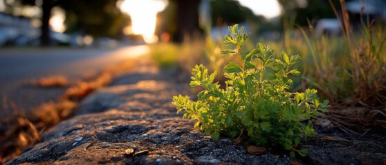 Fototapeta premium Resilient greens flourish by road