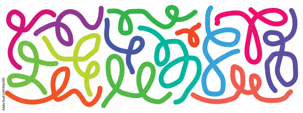 Poster abstract color line shapes. gradient waves pattern on a black background. vector swirl rainbow ribbo