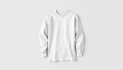 Clean Aesthetic of a Plain White Long-Sleeve Shirt on Seamless Background