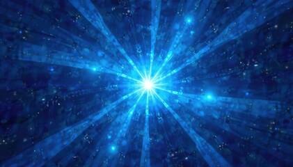 Obraz premium Abstract starburst background, vibrant blue shades radiating outwards Perfect for design projects needing a cosmic, energetic feel , sparkle, intense, dreamy