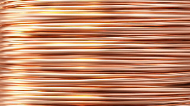 Neatly arranged stack of copper wire bundles illustrating a rich metallic texture with an industrial appeal