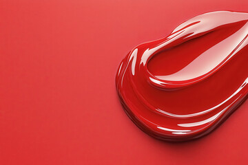 Naklejka premium Shiny red nail polish spread on a surface creating a glossy and vibrant look with a rich color palette