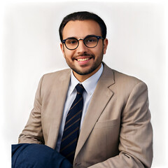 Confident Businessman in Suit with Glasses: Professional Headshot for Corporate Branding