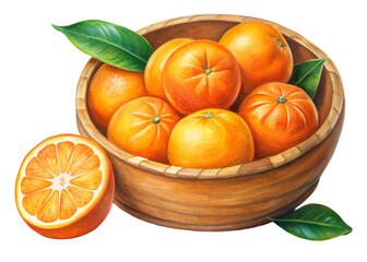 Bright orange citrus fruits on a transparent background