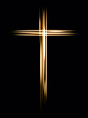 Illuminated Cross A radiant, ethereal cross, with its golden glow on a dark background, representing faith, hope, and the enduring spirit of spirituality.