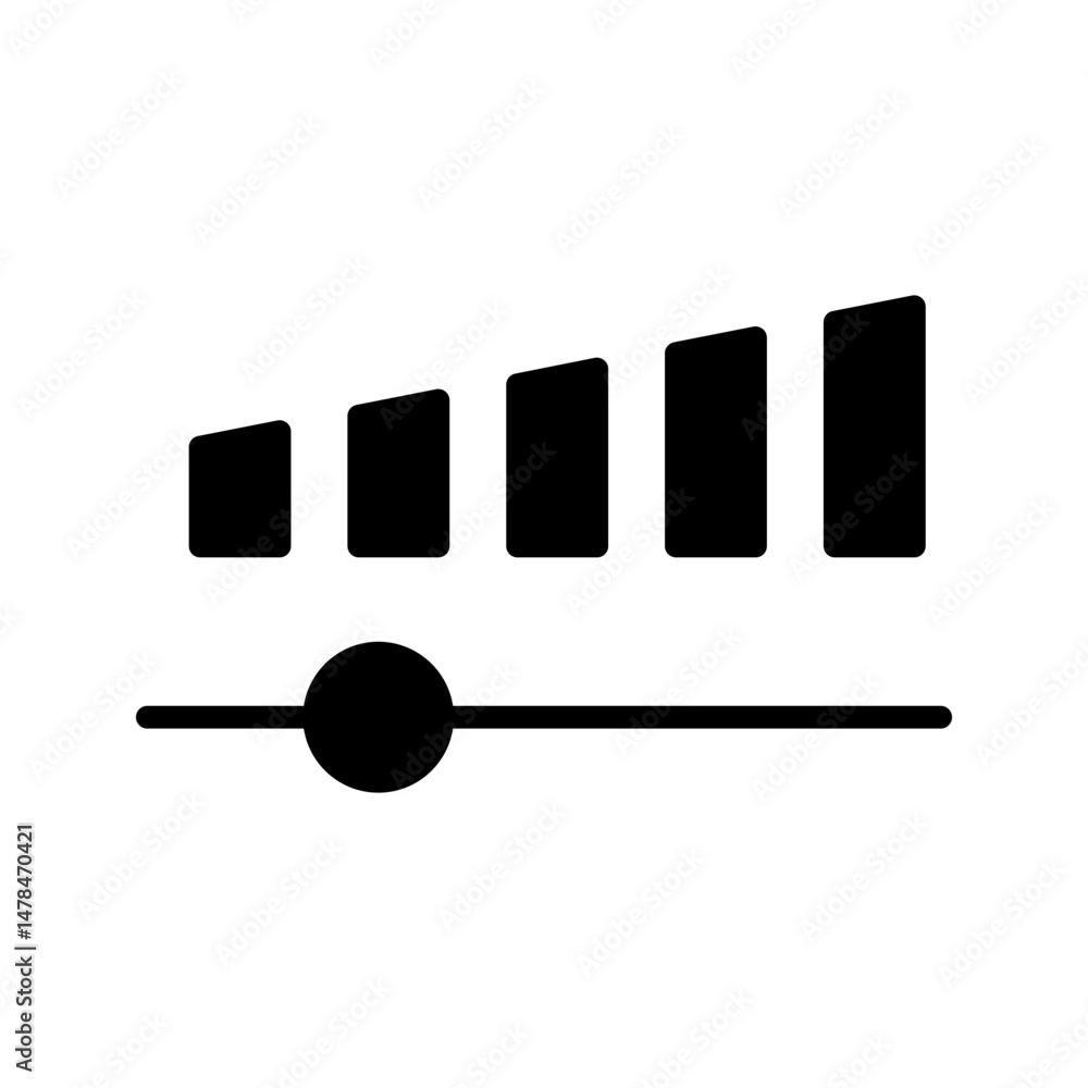 Aufkleber volume increase interface design set in horizontal style for smartphone and other devices in black c