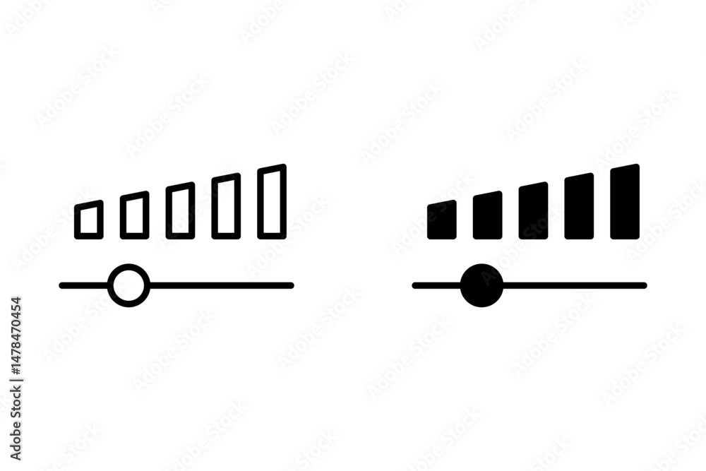 Aufkleber volume increase interface design set in horizontal style for smartphone and other devices in black c
