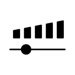 Volume increase interface design set in horizontal style for smartphone and other devices in black color. Volume levels set.