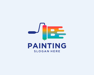 letter B roll painting logo