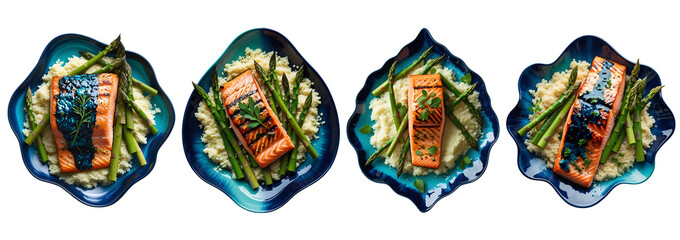 set of food plate isolated on transparent background