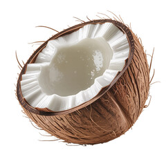 Fresh Half Coconut Isolated on white and transparent background