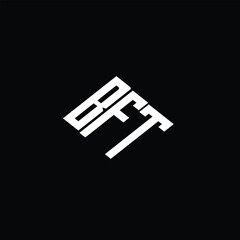 BFT letter logo design on black background.