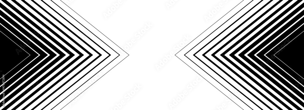 Poster Black halftone arrow pattern. Repeated fading triangle gradation background. Arrows pointing in center direction backdrop. Vector thin to thick speed line concept texture for poster, cover, banner