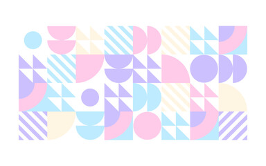 Abstract geometric background graphic. Simple soft color geometric shapes composition on white background, for use in presentations, flayers, business cards, posters, banners.