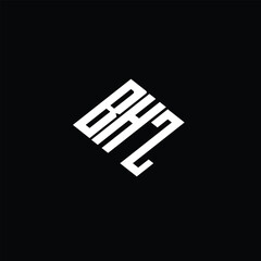 BHZ letter logo design on black background.
