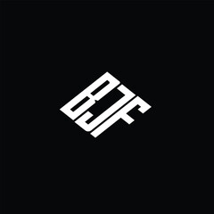 BJF letter logo design on black background.