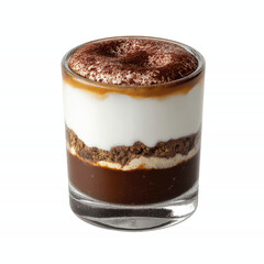 Layered Coffee Dessert in Glass on Vibrant