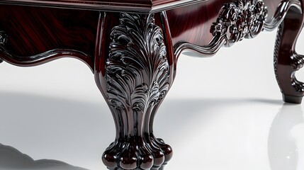 Wooden table with a floral design on the legs