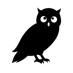 Owl silhouette on transparent background for web and graphic design