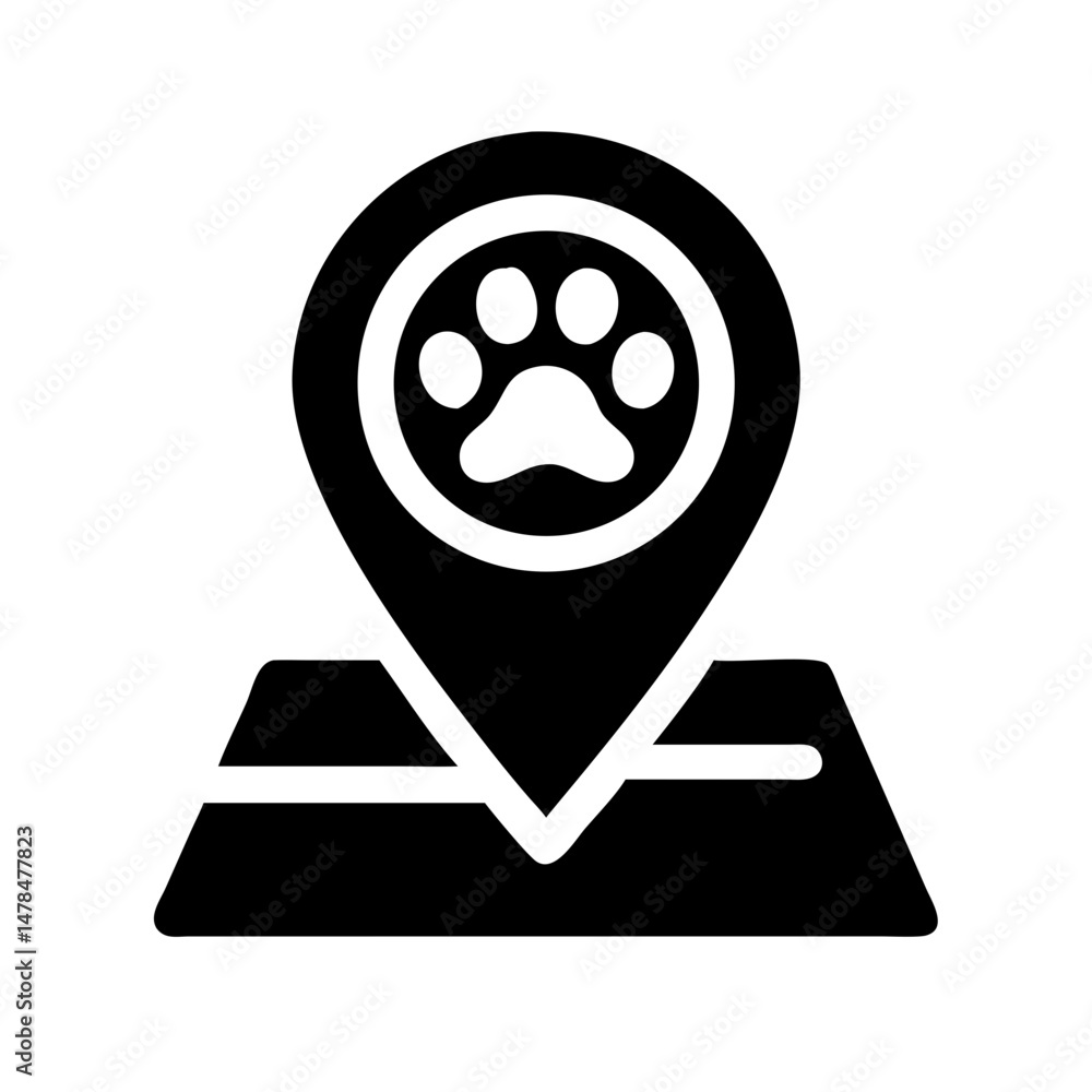 Poster paw picture frame silhouette on transparent background for web and graphic design