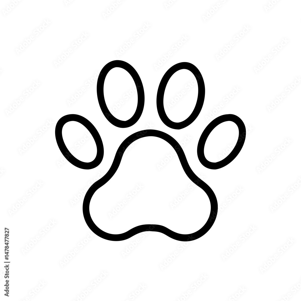 Poster paw print signboard silhouette on transparent background for web and graphic design