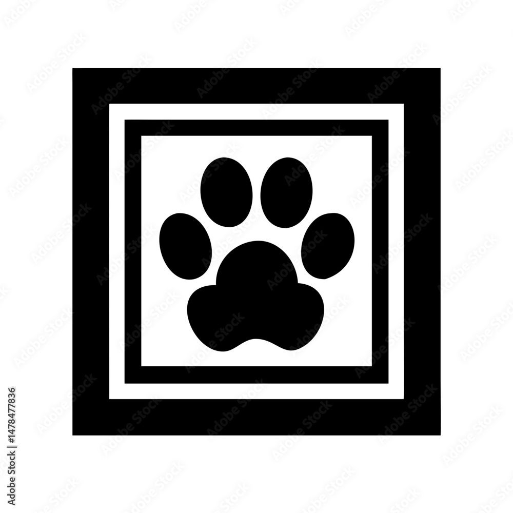 Poster paw print signboard on transparent background for web and graphic design