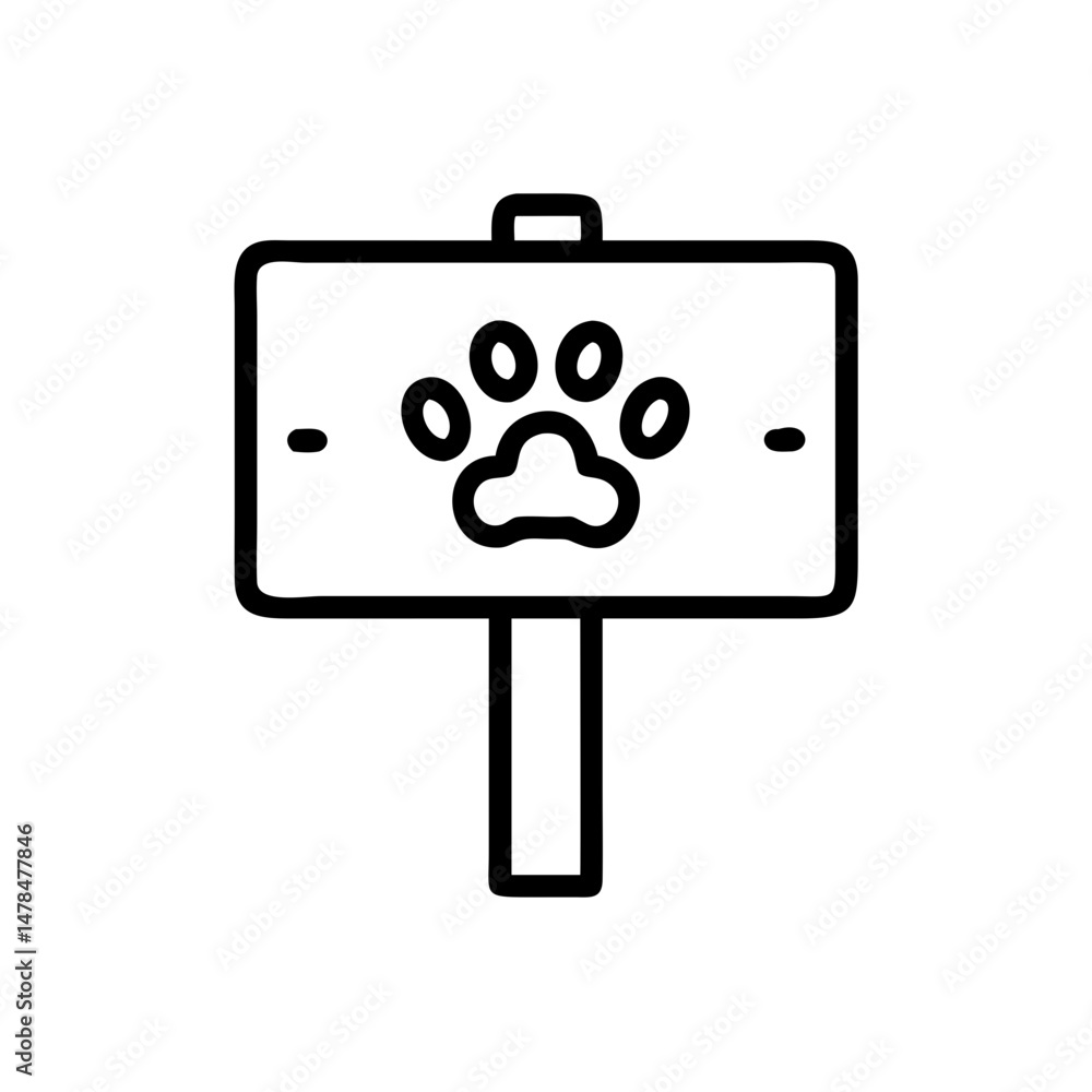 Poster paw print signboard silhouette on transparent background for web and graphic design