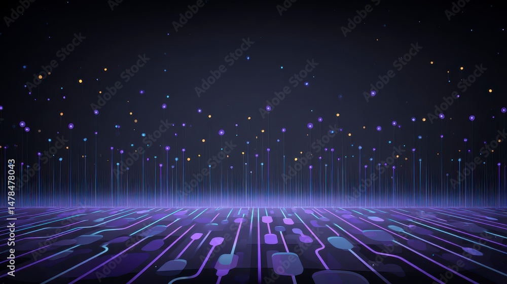 Aufkleber abstract purple tech background digital network data flow futuristic design