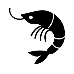 Shrimp silhouette on transparent background for web and graphic design