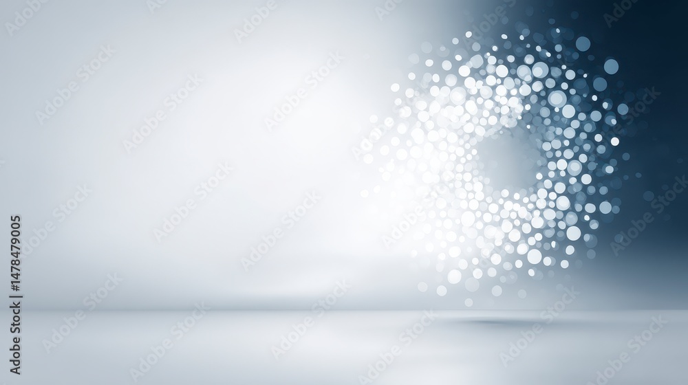 Poster abstract silver bokeh background minimalist studio space light dots grey gradient