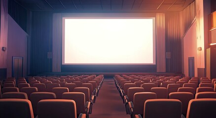 Empty movie theater screen.