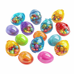 Colorful Plastic Easter Eggs Filled with Candy