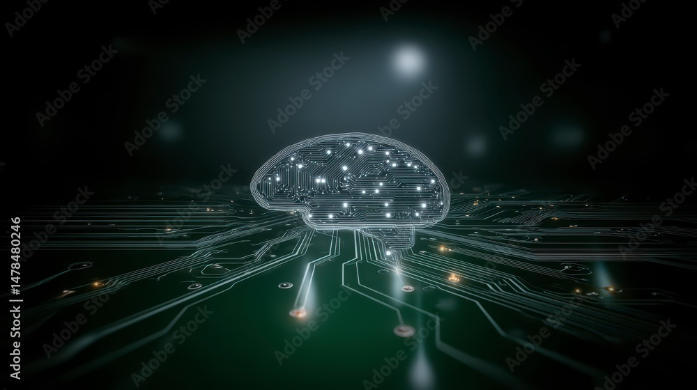 Aufkleber ai brain circuit board digital intelligence neural network technology concept
