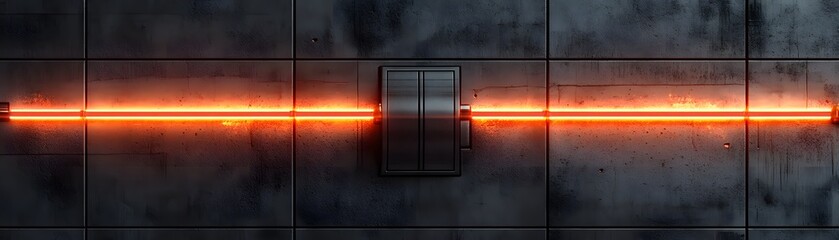 Fiery orange neon line across a dark gray wall