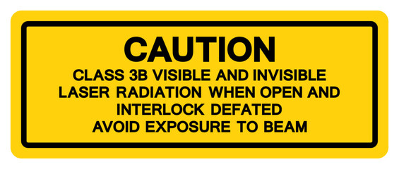 Caution Class 3B Visible and Invisible Laser Radiation Symbol Sign,Vector Illustration, Isolate On White Background Label.EPS10