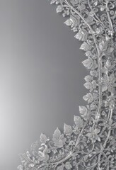 Sparkling silver background with ornate lace border and delicate silver leaf details , photography, close-up, shiny