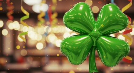 Festive shamrock balloon in a celebratory setting