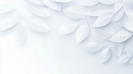 Illustrative Leaves Cascade Down, Creating a Serene White Background Texture Design