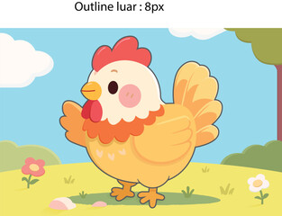 Cute cartoon chicken vector illustration