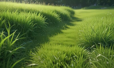 Intensely green, lush grass edge, perfectly looped ,  illustration,  seamless texture