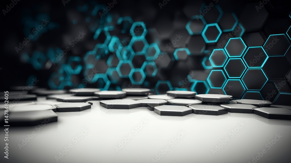 Poster futuristic hexagon technology background abstract 3d render